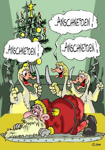 Cartoon: christmas (medium) by sam tagged christmas,weihnachten,essen,character,animals,xmas,bunt