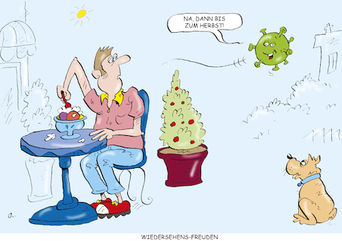 Cartoon: Baldiges Wiedersehen (medium) by astaltoons tagged pandemie,omikron,pandemie,omikron