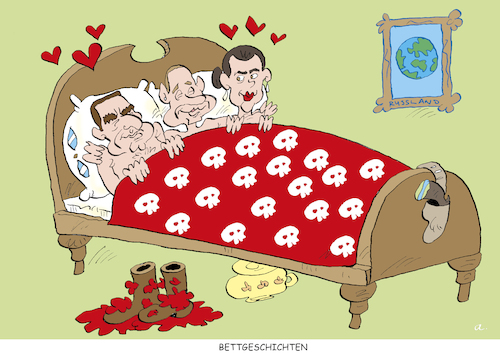 Cartoon: Bettgeschichten (medium) by astaltoons tagged putin,ukraine,krieg,schröder,waagenknecht,putin,ukraine,krieg