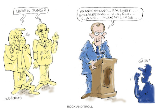 Cartoon: Kumpels (medium) by astaltoons tagged trump,merz,krankenstand,trump,merz,krankenstand