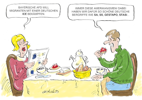 Cartoon: Nostalgie (medium) by astaltoons tagged afd,ice,migranten,afd,ice,migranten