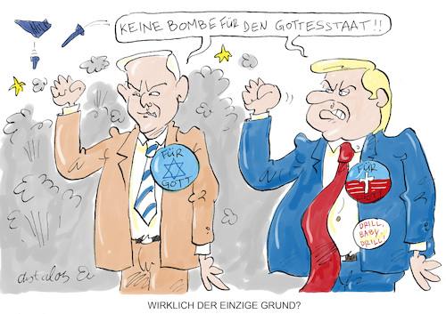 Cartoon: Schall und Rauch (medium) by astaltoons tagged iran,krieg,trump,netanjahu,iran,krieg,trump,netanjahu