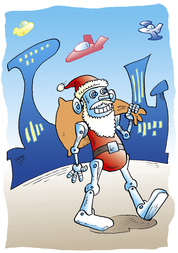 Cartoon: Weihnachten (medium) by astaltoons tagged weihnachten,weihnachtsmann,zukunft,roboter,maschinen
