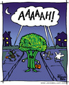 Cartoon: Fear the Broccoli! (small) by JohnBellArt tagged halloween,costume,children,child,fright,scare,scream,run,dark,night,moon,broccoli,vegetable,ghost,witch,mummy,monster,pumpkin,trick,or,treat