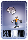 Cartoon: Speak Your Mind (small) by JohnBellArt tagged speak,mind,cartoon,brain,thoughts,opinion,freedom,free,speech,idea,thinking