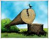 Cartoon: Stumped (small) by JohnBellArt tagged tree,stump,conservation,bird,sad,death,heart,broken