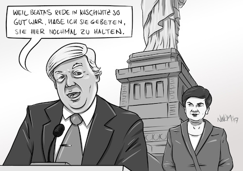 Cartoon: Beata Szydlo bei Trump (medium) by INovumI tagged beata,szydlo,auschwitz,rede,ministerpräsidentin,polen,flüchtlinge,poland,refugees