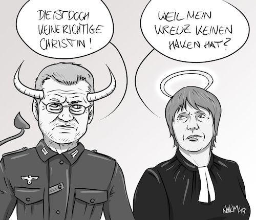 Cartoon: Meuthen und Käßmann (medium) by INovumI tagged jörg,meuthen,margot,käßmann,kirchentag,kirche,christ,christin,christentum,afd,krank