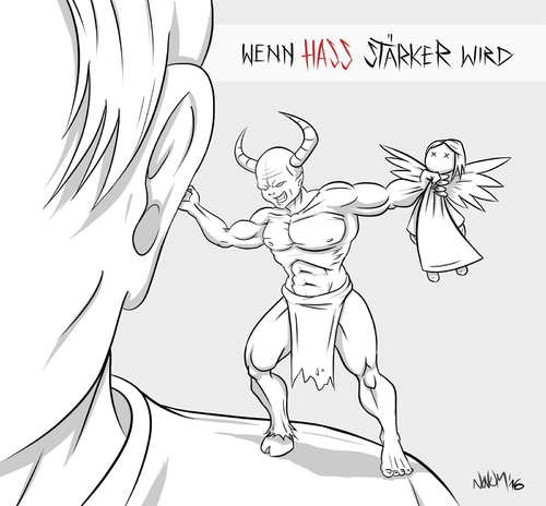 Cartoon: Wenn der Hass stärker wird ... (medium) by INovumI tagged hass,engel,teufel