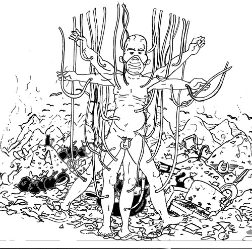 Cartoon: EL KKNON (medium) by MONO ESTEPARIO tagged basura,trash,humanidad