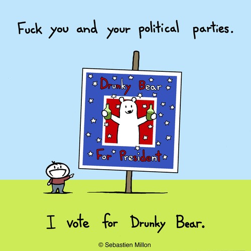 Cartoon: Political Parties (medium) by sebreg tagged drunky,bear,silly,humor,politics,cartoon
