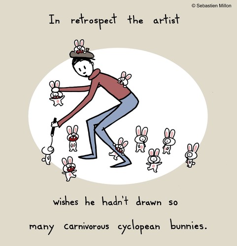Cartoon: The Artist and his creations (medium) by sebreg tagged rabbits,bunny,silly,humor,macabre