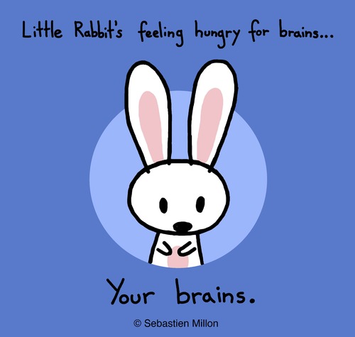 Cartoon: Your Brains (medium) by sebreg tagged rabbit,silly,fun