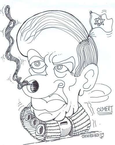 Cartoon: OLMERT PORTRE KARKATÜR (medium) by demirhindi tagged portre,karikatür