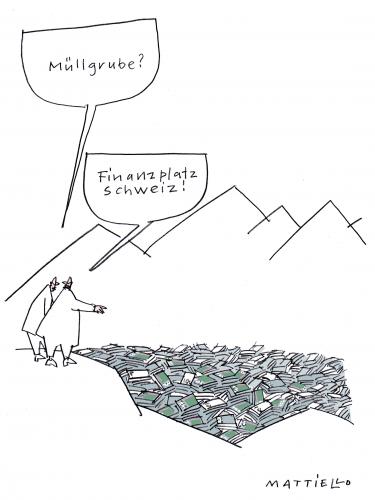 Cartoon: Finanzplatz (medium) by Mattiello tagged schweiz,banken,nummernkonti,fluchtkapital