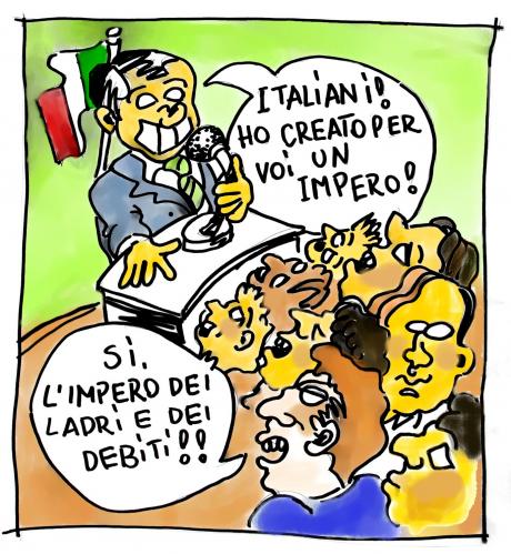 Cartoon: Berlusca e il suo impero (medium) by yalisanda tagged berlusca,impero,ladri,debiti,italiani