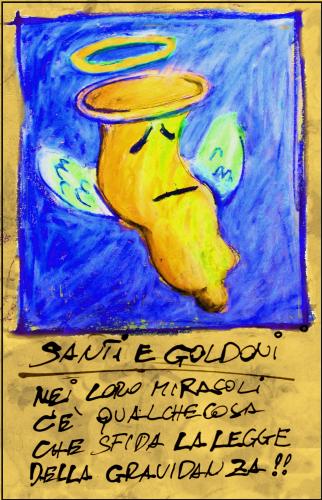 Cartoon: Kondom (medium) by yalisanda tagged kondoms,saint,miracle,pregnancy,gravity,gravidanza,legge,goldoni,santi,humor