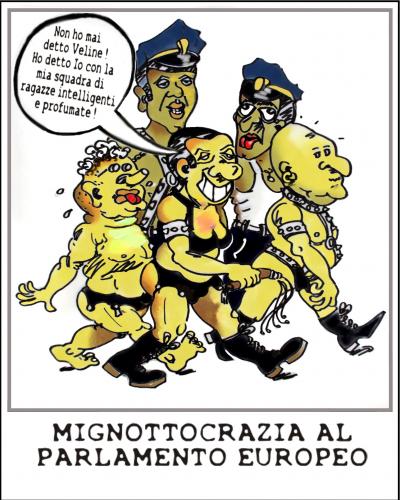 Cartoon: Mignottocrazia (medium) by yalisanda tagged berlusconi,gasparri,veronica,bondi,tremonti,naomi,mignottocrazia,parlamento,europeo,branco,porno,irony,sarcasm