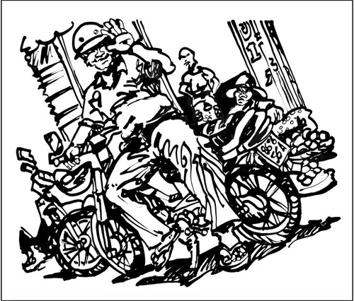 Cartoon: nice xe om Vietnam (medium) by yalisanda tagged restaurant,santimatti,art,cafe,gallery