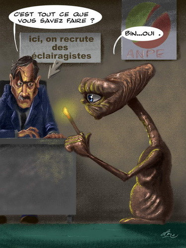 Cartoon: E.T. unemployed (medium) by FredCoince tagged et,unemployed,humor