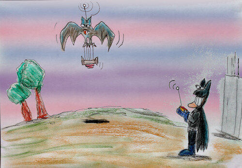 Cartoon: batdrone (medium) by ab tagged batman,drone,bat