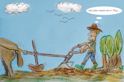 Cartoon: bauernweisheit (medium) by ab tagged bauer,landwirtschaft,gedanken,frühjahr,erde