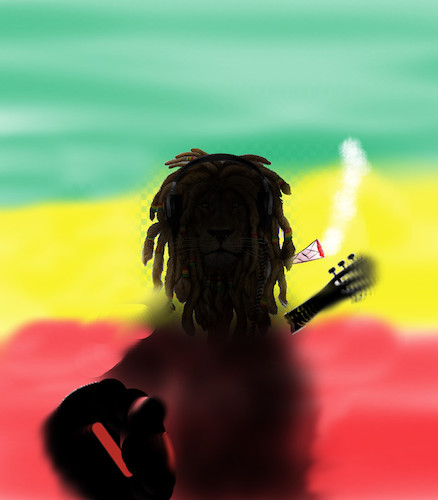 Cartoon: bob marley (medium) by ab tagged reggae,jamaica,rastafari,music