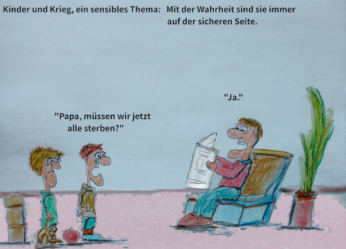 Cartoon: die wahrheit (medium) by ab tagged krieg,russland,eu,kinder,erwachsene,angst