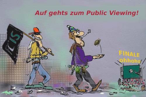 Cartoon: EM Public Viewing (medium) by ab tagged em,fußball,public,viewing,terror