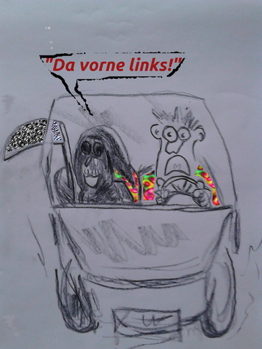 Cartoon: end of the road (medium) by ab tagged tod,auto,fahren