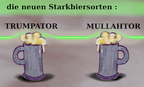 Cartoon: Fastenzeit (medium) by ab tagged bayern,fastenzeit,ramadan,starkbier,krieg,trump,usa,iran,mullah,religion