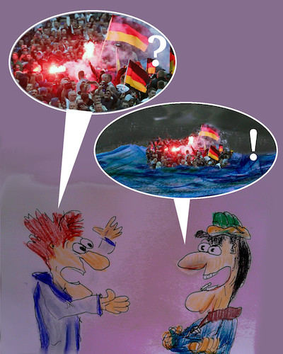Cartoon: geht doch.. (medium) by ab tagged brd,deutschland,ost,sachsen,chemnitz,nazis,meer,flucht,ertrinken