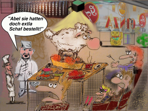 Cartoon: gestern beim chinesen (medium) by ab tagged asian,food,restaurant