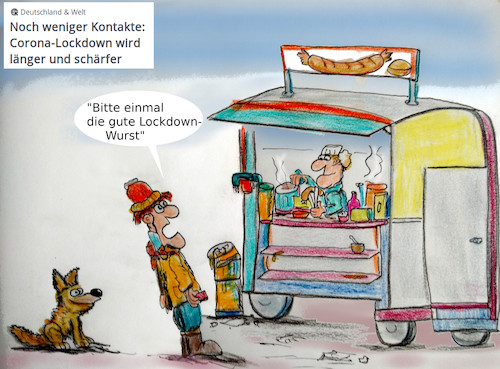 Cartoon: guten appetit (medium) by ab tagged corona,lockdown,essen,wurst,imbiss