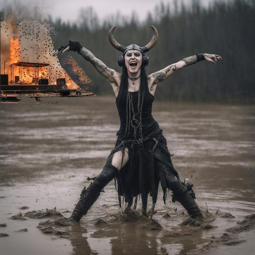 Cartoon: heavy mudel (medium) by ab tagged deutschland,wacken,music,heavy,metal,sound,matsch,schlamm,girl,gothic