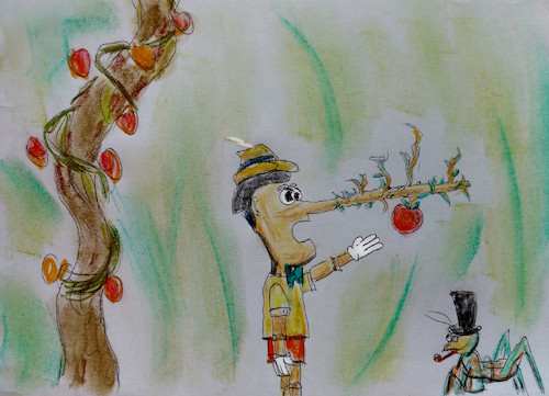 Cartoon: herbst (medium) by ab tagged jahreszeit,ernte,apfel,pinocchio