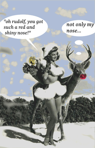 Cartoon: horny rudi (medium) by ab tagged xmas,winter,santa,girl,rendeer,red