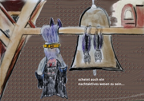 Cartoon: nachtgestalten (medium) by ab tagged batman,fledermaus,kirchturm