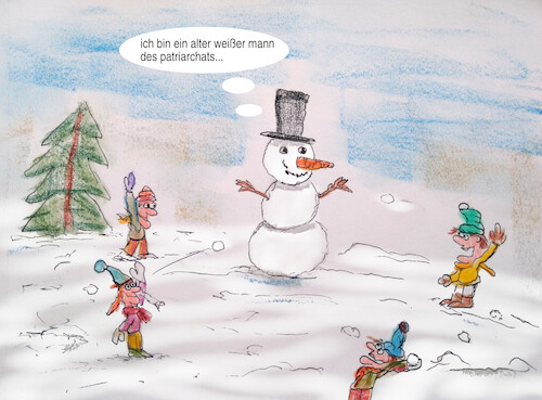Cartoon: schneesymbol (medium) by ab tagged winter,schnee,schneemann,kinder