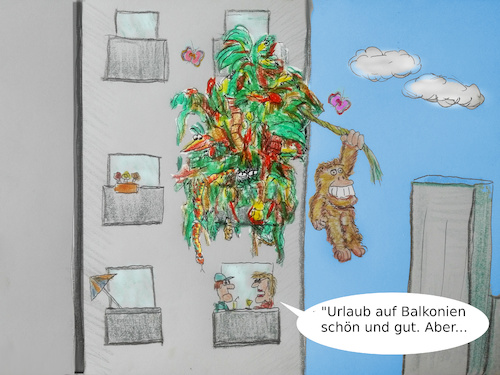 Cartoon: sommer in der stadt (medium) by ab tagged sommer,urlaub,deutschland,daheim,balkon