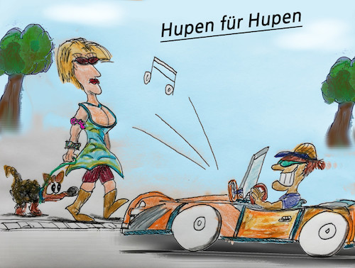 Cartoon: sommertrend2019 (medium) by ab tagged sommer,frau,kleidung,mann,auto