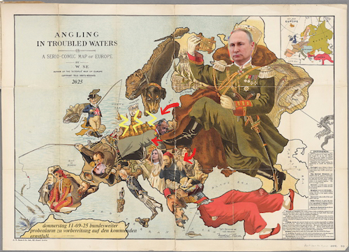 Cartoon: sound of war (medium) by ab tagged europa,deutschland,signal,russland,alarm,merz,putin,krieg,angriff