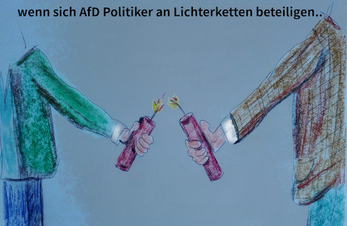 Cartoon: sympathiebekundung (medium) by ab tagged deutschland,partei,afd,politik,halle,rechtsnational,attentat