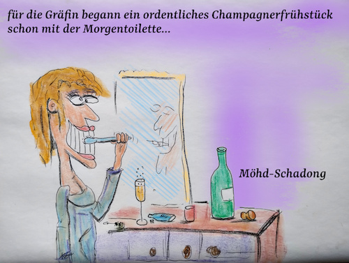 Cartoon: von gluckerstein (medium) by ab tagged adel,frühstück,schampus,champagner,spülen