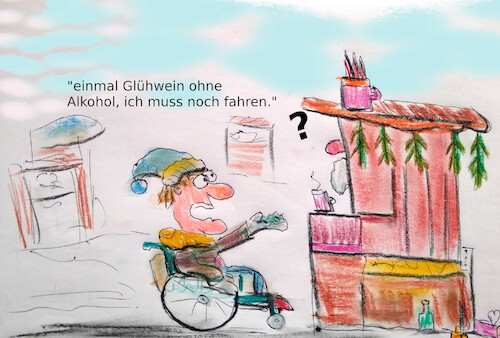 Cartoon: weihnachtsverkehr (medium) by ab tagged weihnachten,markt,alkohol,glühwein,rollstuhl