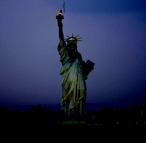 Cartoon: lights out (medium) by ab tagged us,trump,president,shut,down,statue,of,liberty