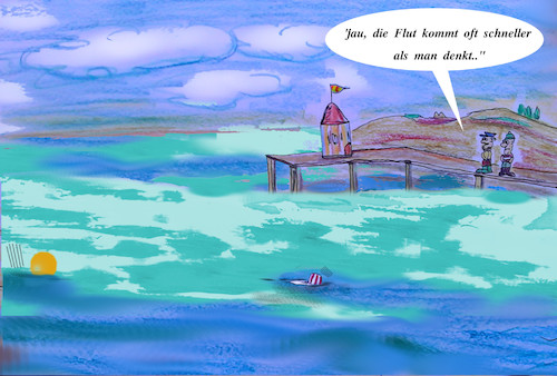 Cartoon: Risiko Strandurlaub (medium) by ab tagged rollstuhlfahrer,urlaub,strand,ebbe,flut