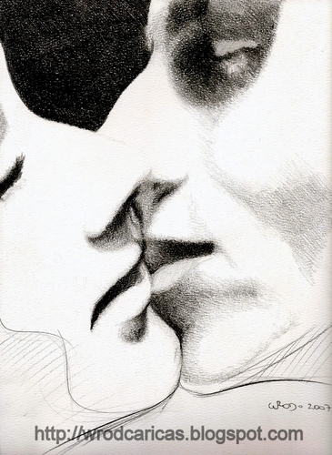 Cartoon: The Kiss (medium) by WROD tagged kiss,love,dating,passion