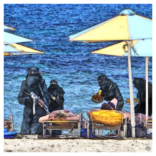 Cartoon: All Inclusive (medium) by Night Owl tagged allinclusive,urlaub,strand,is,terror