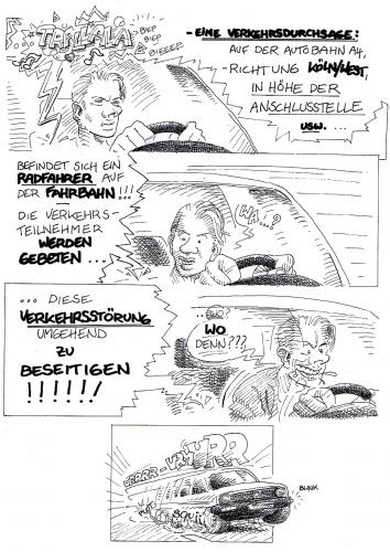 Cartoon: Autofahren (medium) by nick lopez tagged verkehr,traffic,auto,car,autobahn,radfahrer,